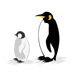 Pingüinos padres e hijos