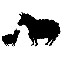 Silueta de oveja padre e hijo