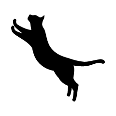 Silueta de gato saltando alto