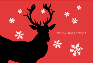 Reindeer Silhouette's red Christmas card