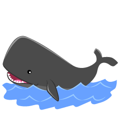 Linda ballena negra en el mar