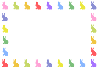 Colorful Rabbit Silhouette Border