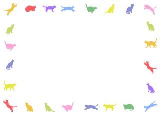 Colorful Cat Silhouette Border