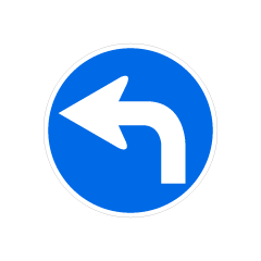 Turn Left Ahead Sign