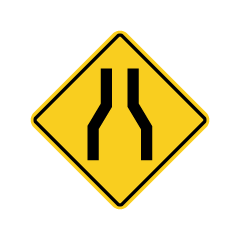 Road Narrows on Both Sides Warning Sign