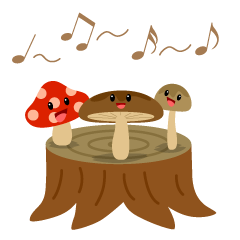 Singing Mushrooms on Stump