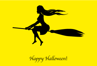 Long Hair Witch Halloween Card