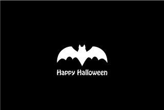 Bat on Black Halloween Card
