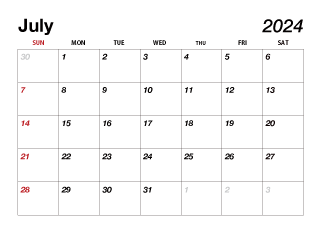 Calendario julio 2024