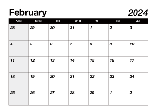 Black February 2024 Calendar