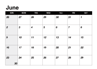 Black June 2024 Calendar