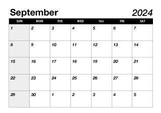 Black September 2024 Calendar