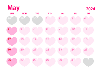 Heart May 2024 Calendar