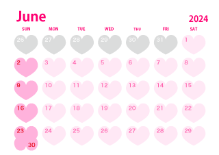 Heart June 2024 Calendar