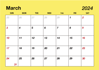 Color March 2024 Calendar