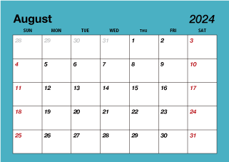 Color August 2024 Calendar