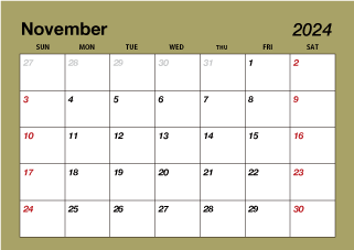 Color November 2024 Calendar