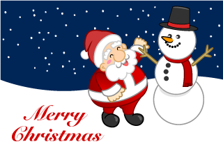 Snowman and Santa Christmas Card