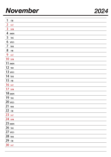 November 2024 Schedule Calendar