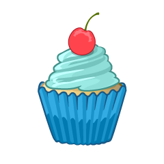 Cute Cherry Blue Cupcake