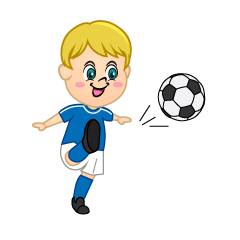 Boy Soccer Player with Blue Jersey to Shoot