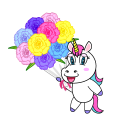 Unicorn Giving Bouquet