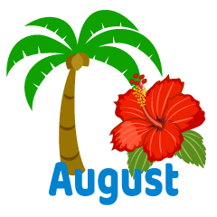 Palm Tree and Hibiscus August