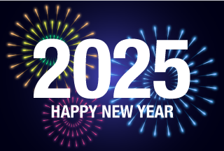 Happy New Year 2025 with Fireworks