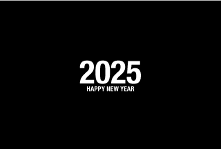 Happy New Year 2025 on Black