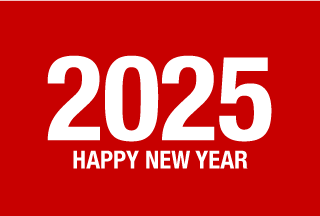 Happy New Year 2025 on Red