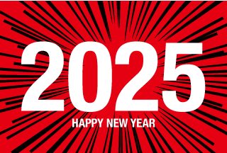 Happy New Year 2025 on Red Sparks