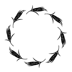 Wheat Ears Wreath Black and White