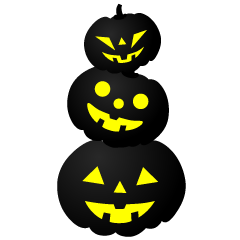 3 Black Halloween Pumpkins
