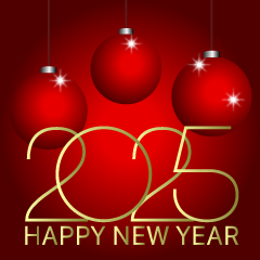 Red Ornament Happy New Year 2025