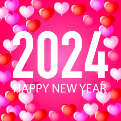 Pink Heart Happy New Year 2024