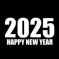 Black and White Happy New Year 2025