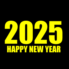 Black and Yellow Happy New Year 2025