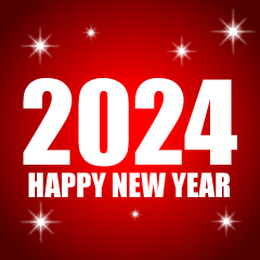 Red Glitter Happy New Year 2024