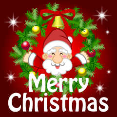 Santa and Wreath Merry Christmas Greeting