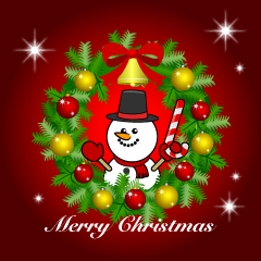 Snowman Wreath Merry Christmas Greeting