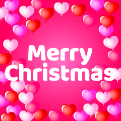 Pink Hearts Merry Christmas Greeting