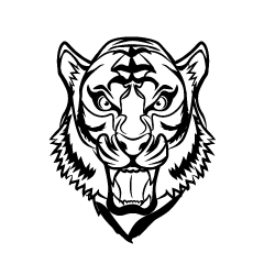 Barking Tiger Face Black and White