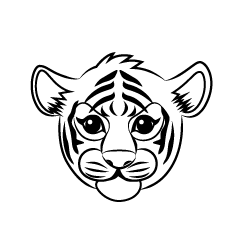 Child Tiger Face Black and White