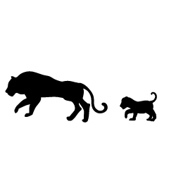 Tiger Parent and Child Silhouette