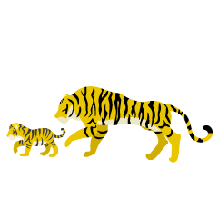 Tiger Parent and Child Yellow Silhouette