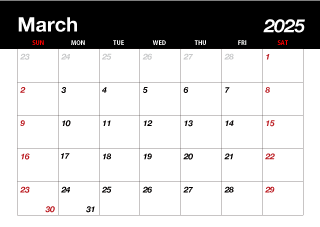 March 2023 Black Calendar