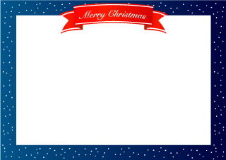 Snowy Night and Merry Christmas ribbon Border