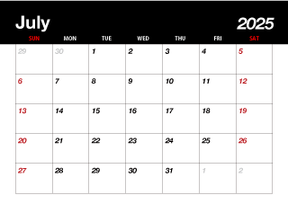 July 2023 Black Calendar