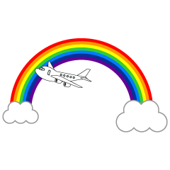 Arcoiris y aeroplano