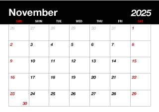 November 2023 Black Calendar